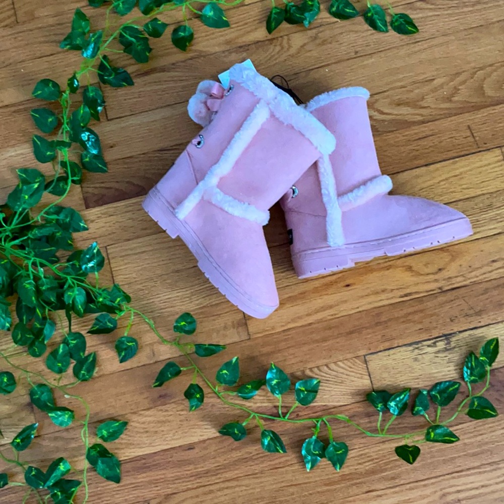 Pink fuzzy boots